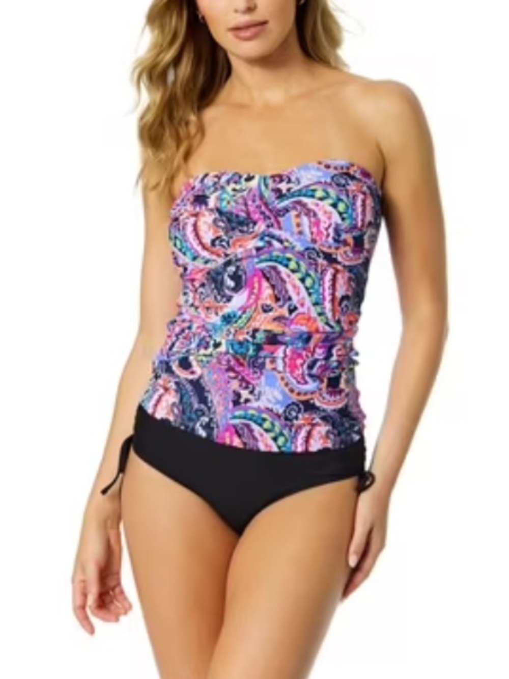 Anne Cole Strapless Multicolor Paisley Tankini Top - Women Swim, Size XL NWT